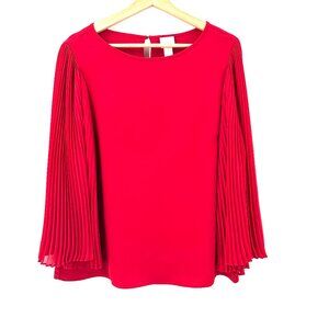 Chico's red blouse pleated cape sleeve top holiday fun whimsical 1 S M
